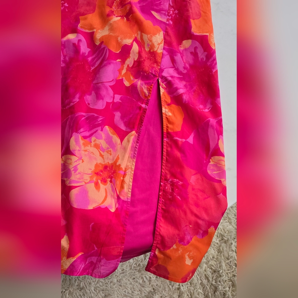 NWT Lulu's Bold Tendencies Fuschia Floral Strapless Midi Dress Size Medium - Picture 8 of 15